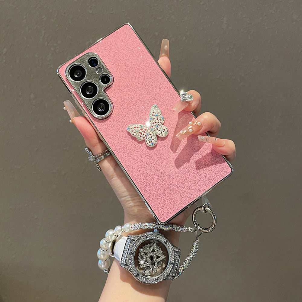 Diamond Butterfly Electroplating Phone Case with Bracelet For Samsung Galaxy