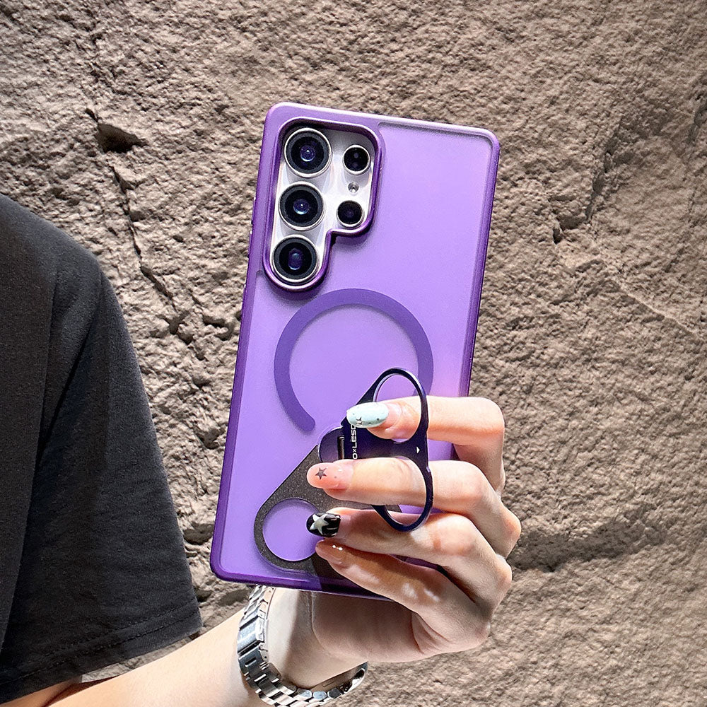 Newest Frosted Rotating Ring Holder Magnetic Phone Case For Samsung Galaxy