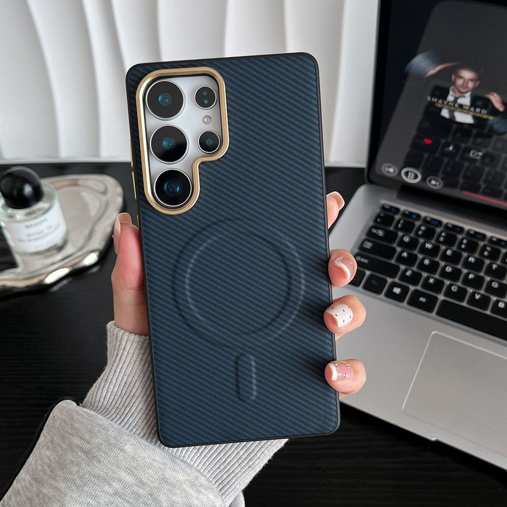 Kevlar Carbon Fiber Magnetic Phone Case For Samsung Galaxy
