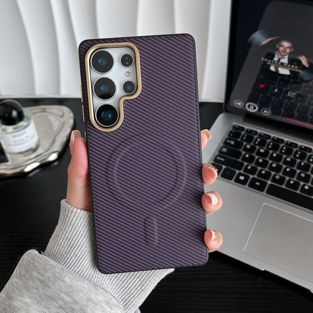 Kevlar Carbon Fiber Magnetic Phone Case For Samsung Galaxy