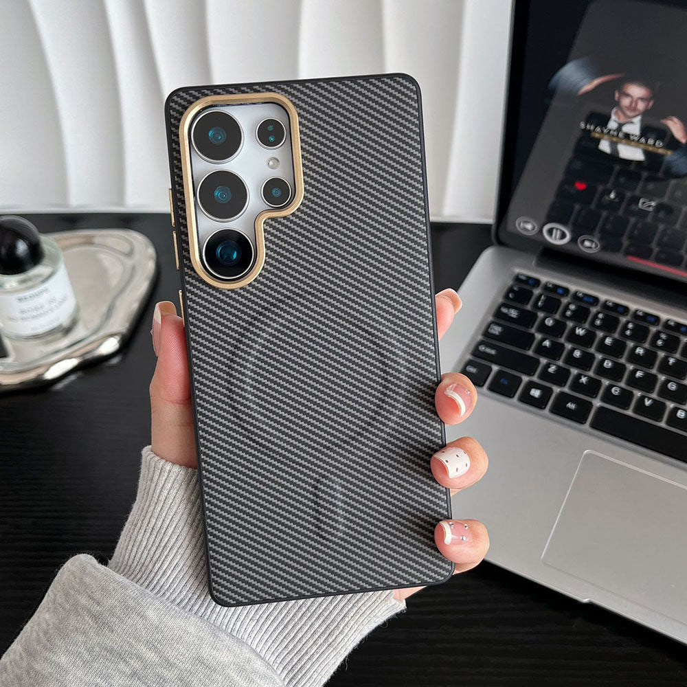 Kevlar Carbon Fiber Magnetic Phone Case For Samsung Galaxy