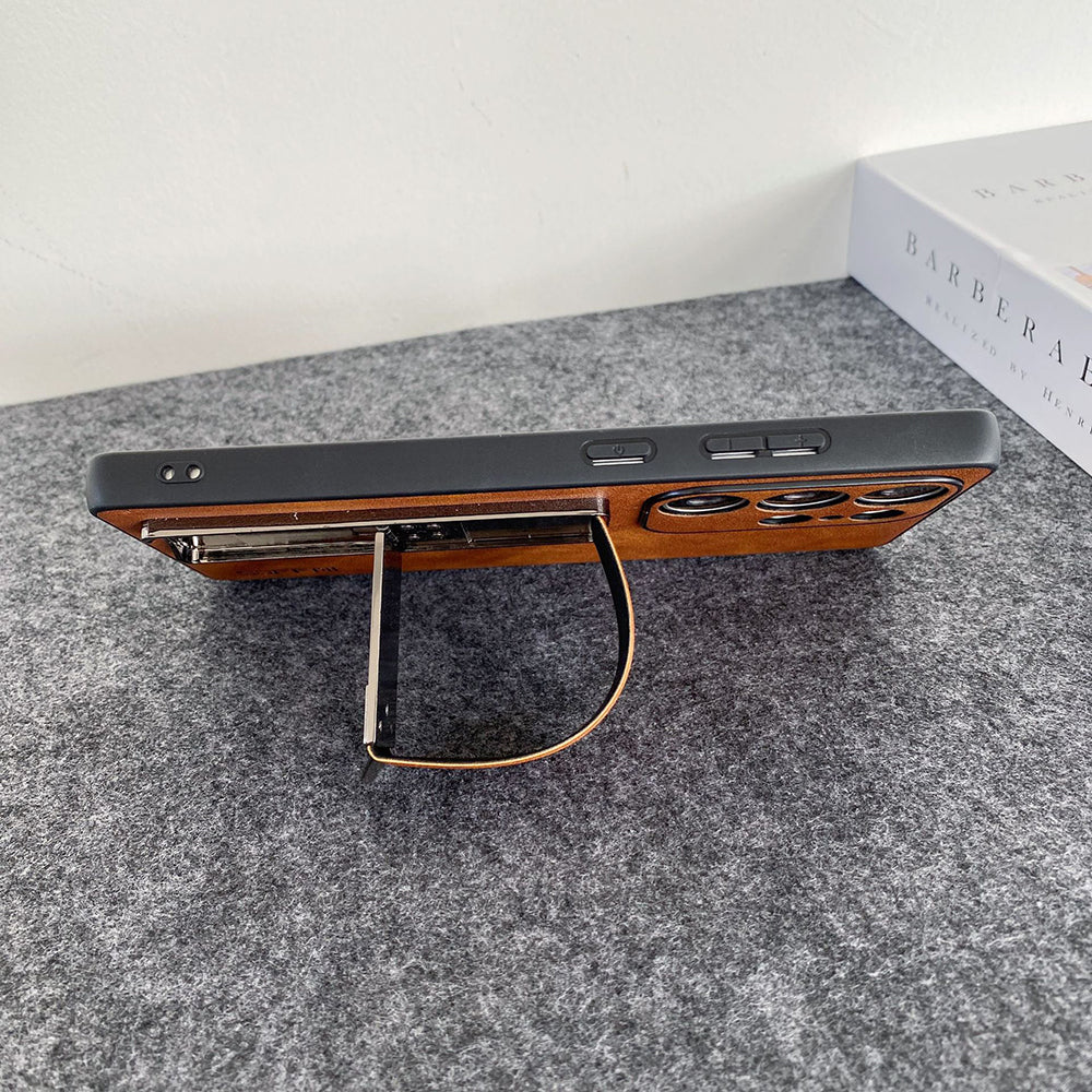 Litchi Texture Plain Leather Retro Fashion Wristband Phone Case For Samsung Galaxy