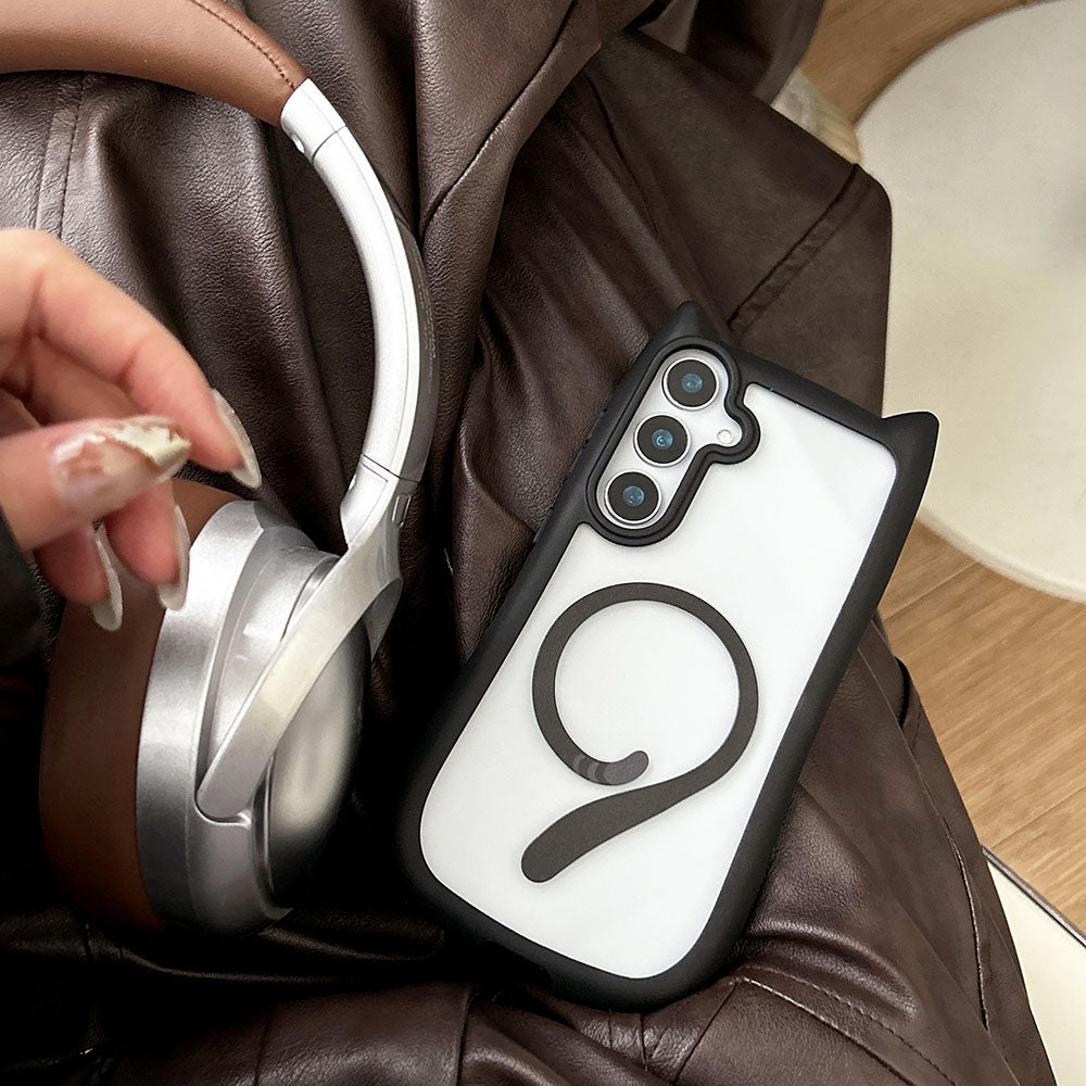 Cute Cat Ears & Tail Magnetic Phone Case For Samsung Galaxy