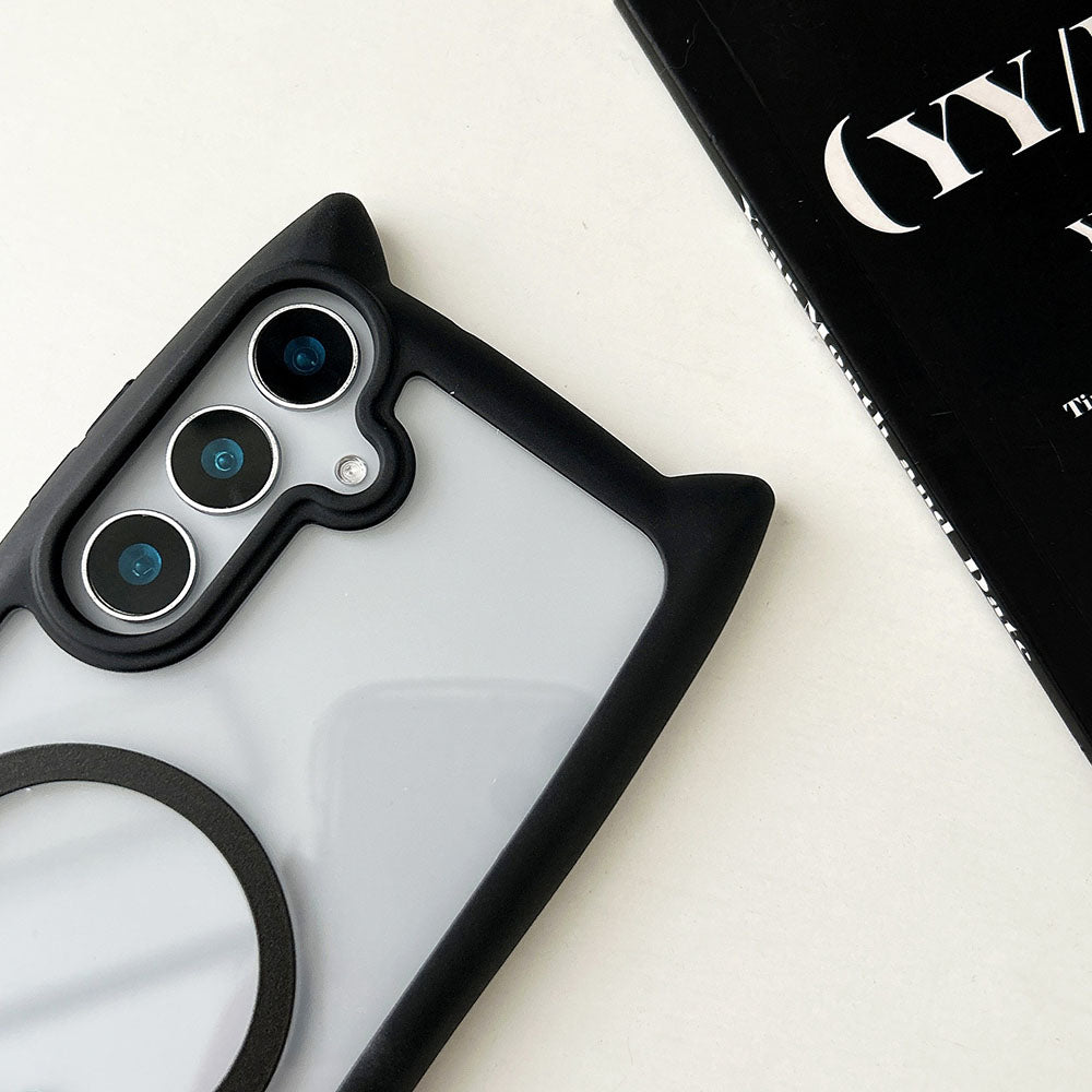 Cute Cat Ears & Tail Magnetic Phone Case For Samsung Galaxy