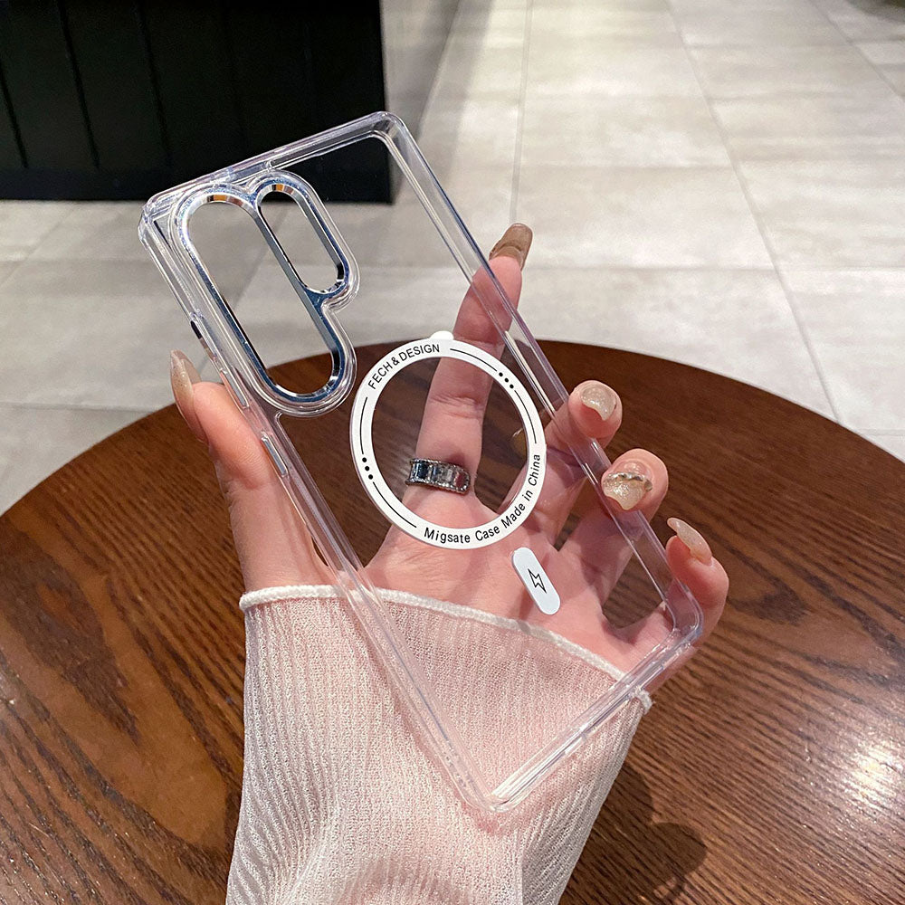 Simple Clear Magnetic Phone Case For Samsung Galaxy