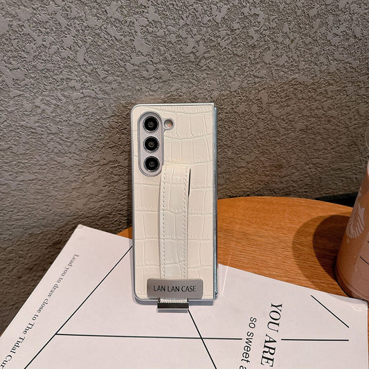 Crocodile Pattern Wristband Phone Case For Samsung Galaxy Z Fold