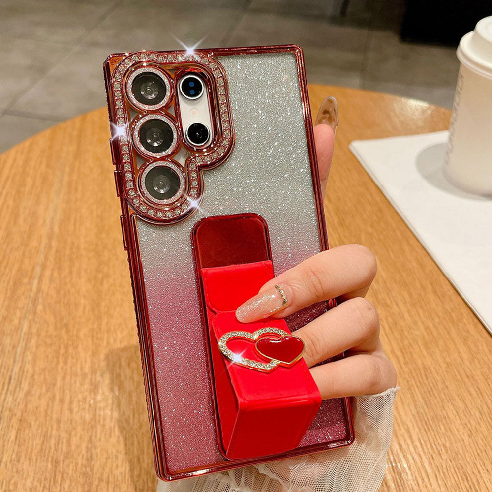 Diamond Folding Heart Stand Phone Case For Samsung Galaxy