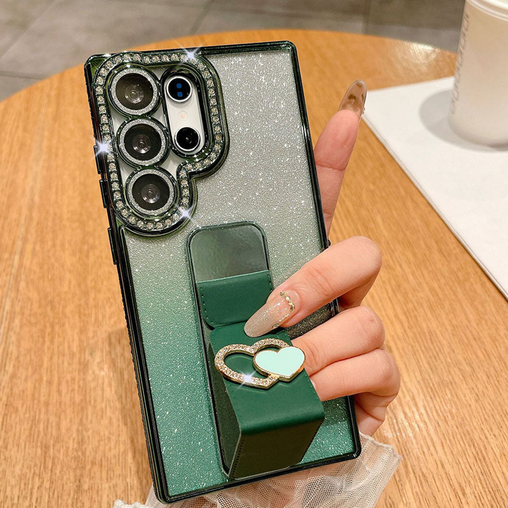 Diamond Folding Heart Stand Phone Case For Samsung Galaxy