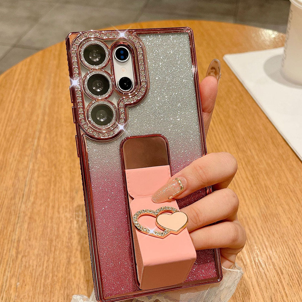 Diamond Folding Heart Stand Phone Case For Samsung Galaxy