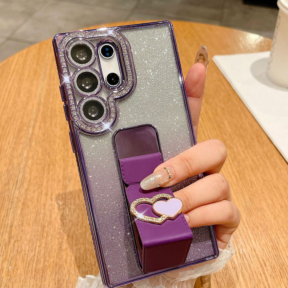 Diamond Folding Heart Stand Phone Case For Samsung Galaxy