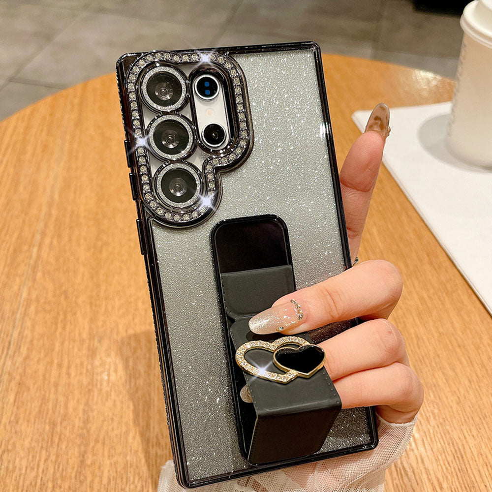 Diamond Folding Heart Stand Phone Case For Samsung Galaxy