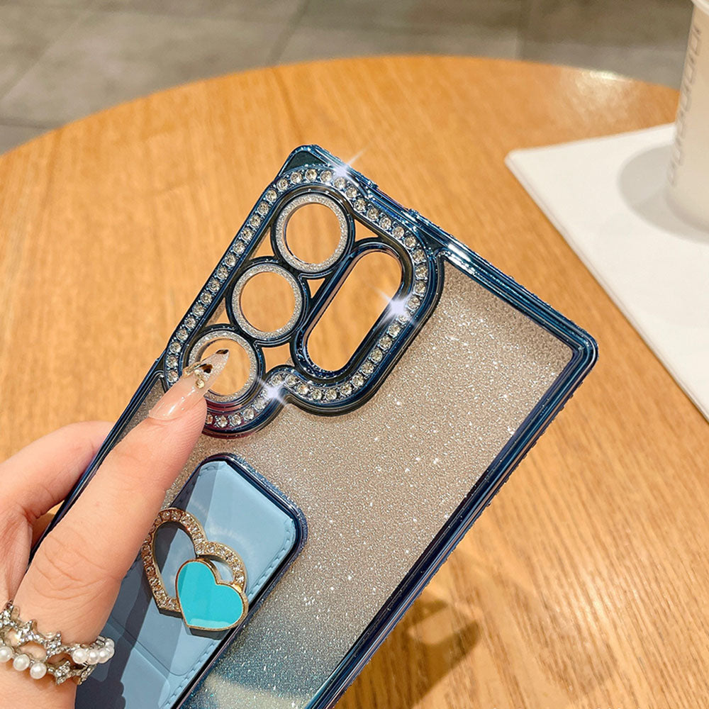 Diamond Folding Heart Stand Phone Case For Samsung Galaxy