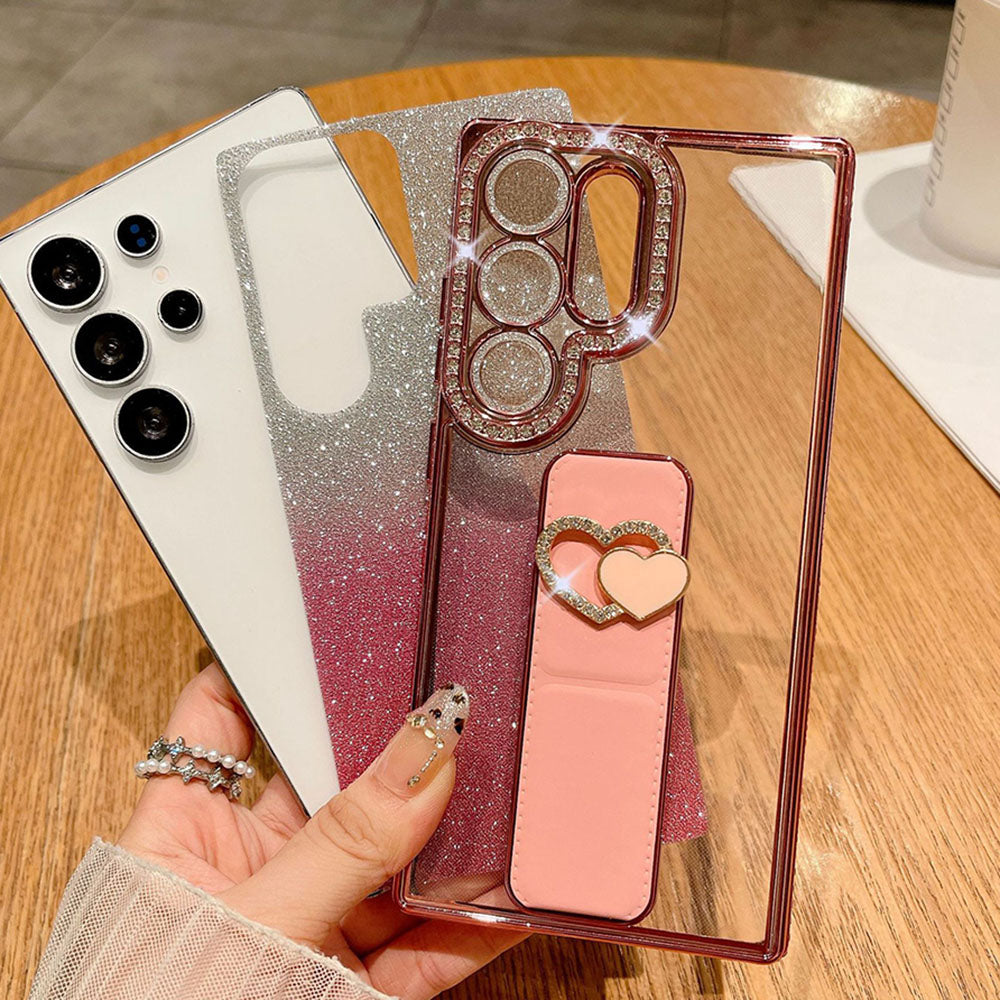 Diamond Folding Heart Stand Phone Case For Samsung Galaxy
