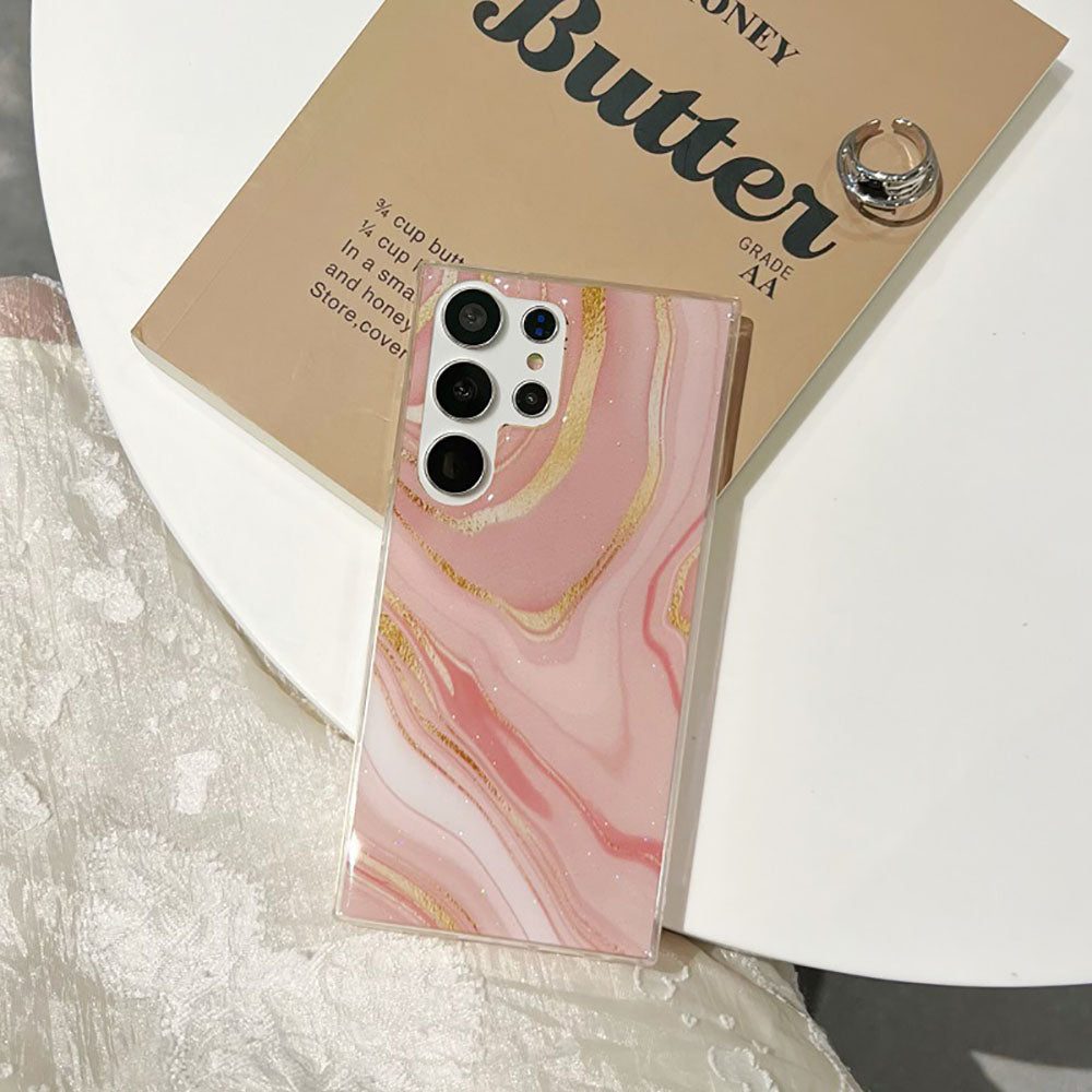 Epoxy Gold Powder Marble Texture Phone Case For Samsung Galaxy