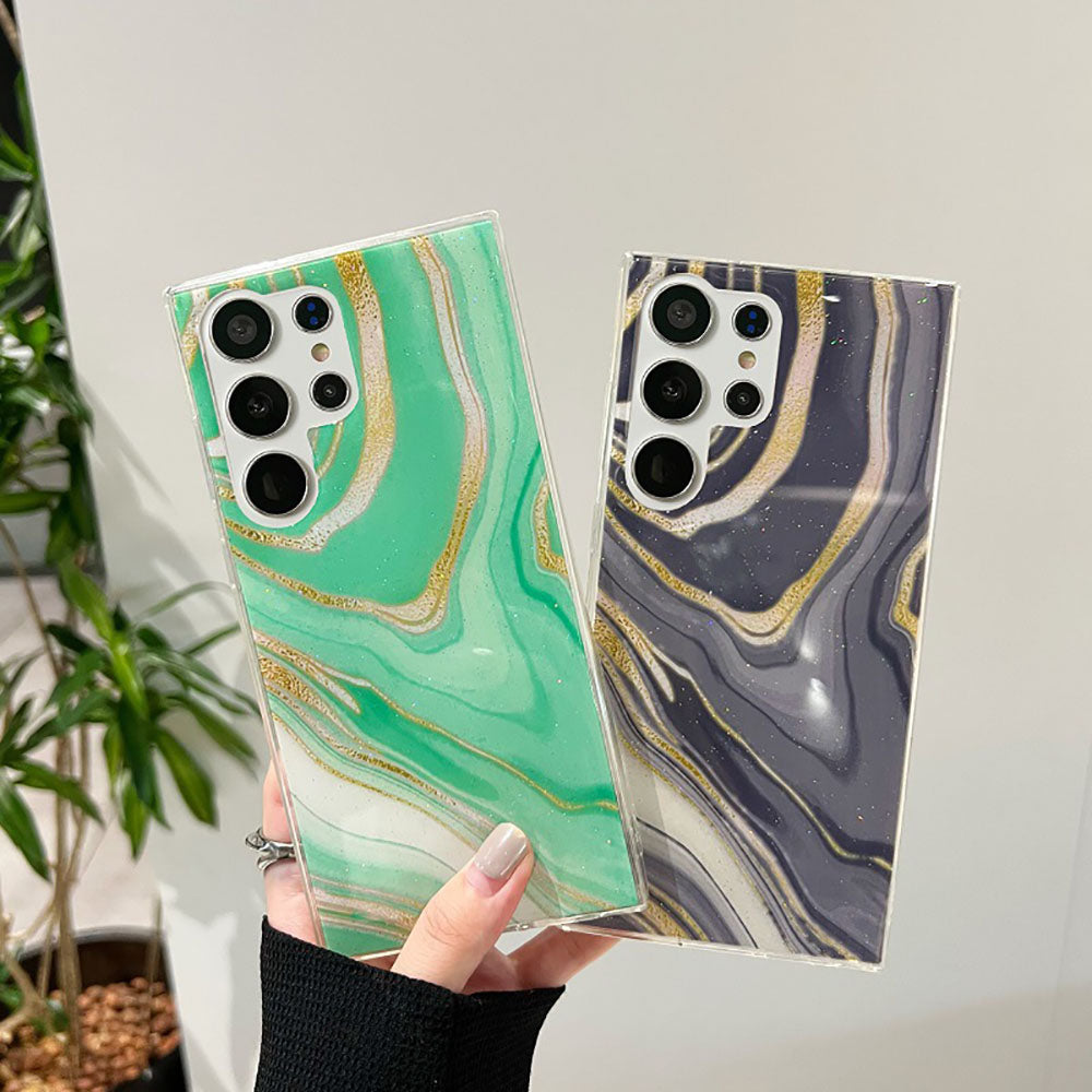 Epoxy Gold Powder Marble Texture Phone Case For Samsung Galaxy