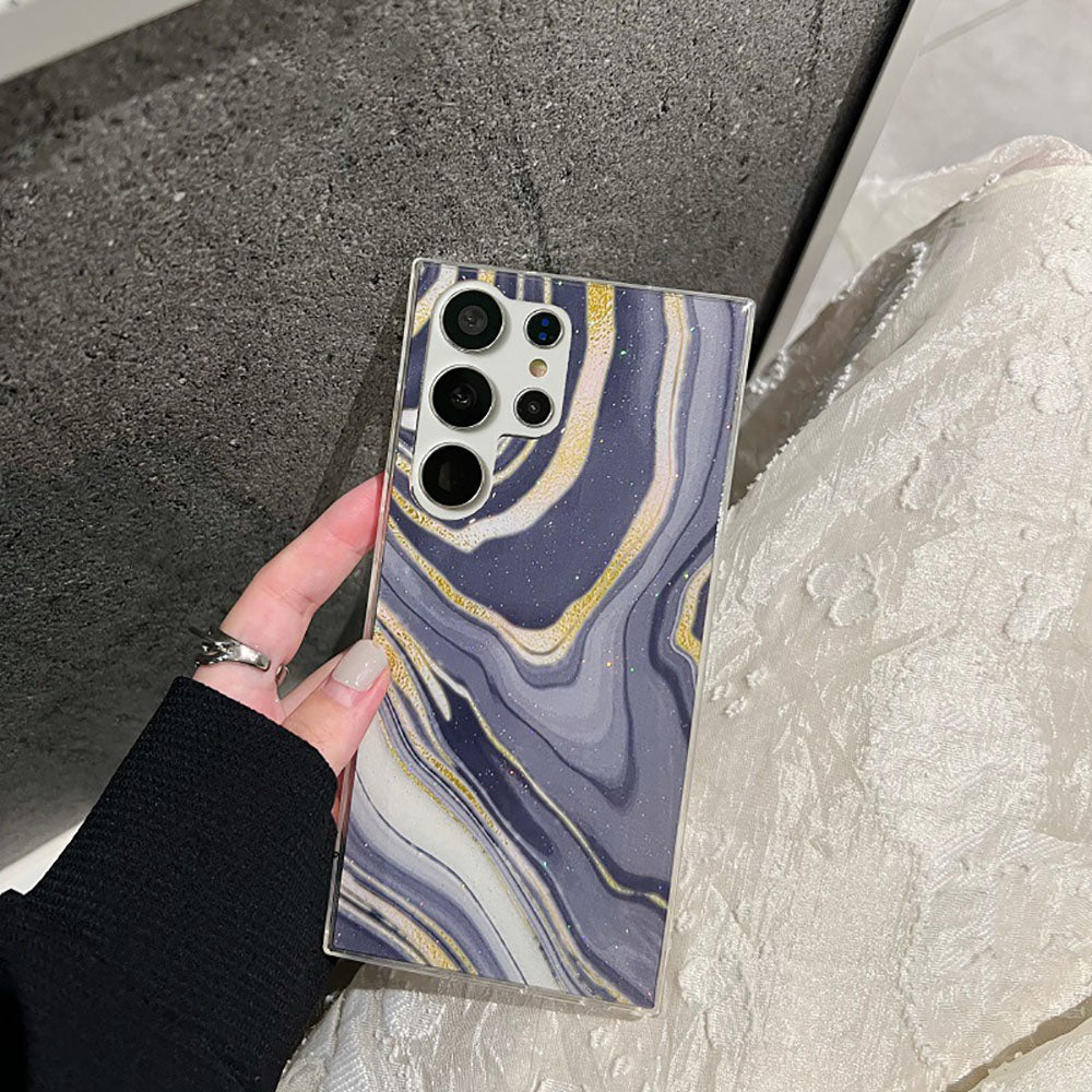 Epoxy Gold Powder Marble Texture Phone Case For Samsung Galaxy