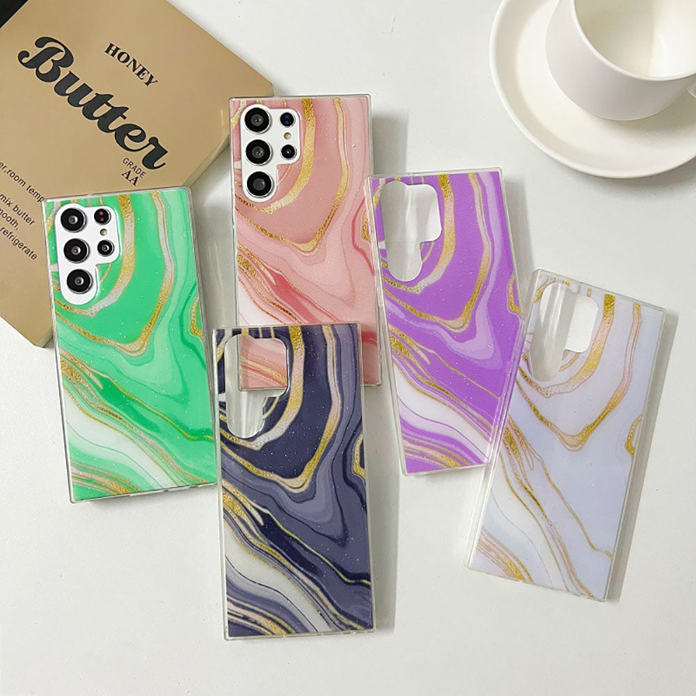 Epoxy Gold Powder Marble Texture Phone Case For Samsung Galaxy