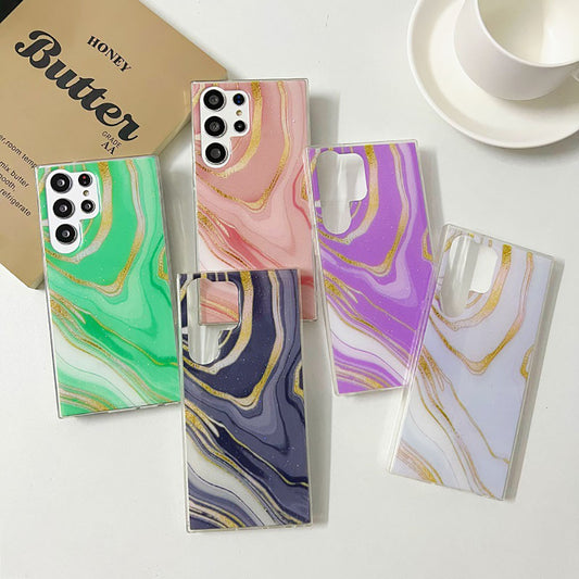 Epoxy Gold Powder Marble Texture Phone Case For Samsung Galaxy