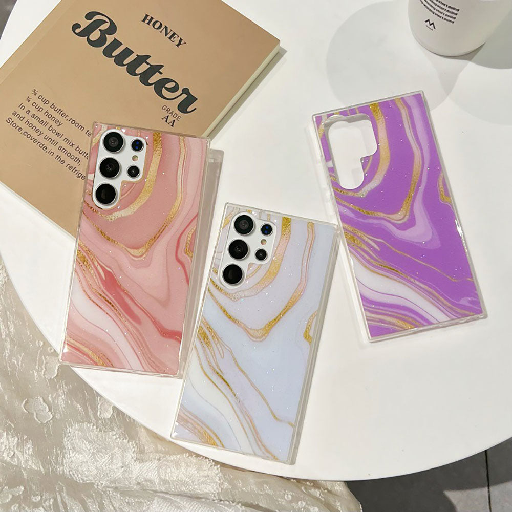 Epoxy Gold Powder Marble Texture Phone Case For Samsung Galaxy