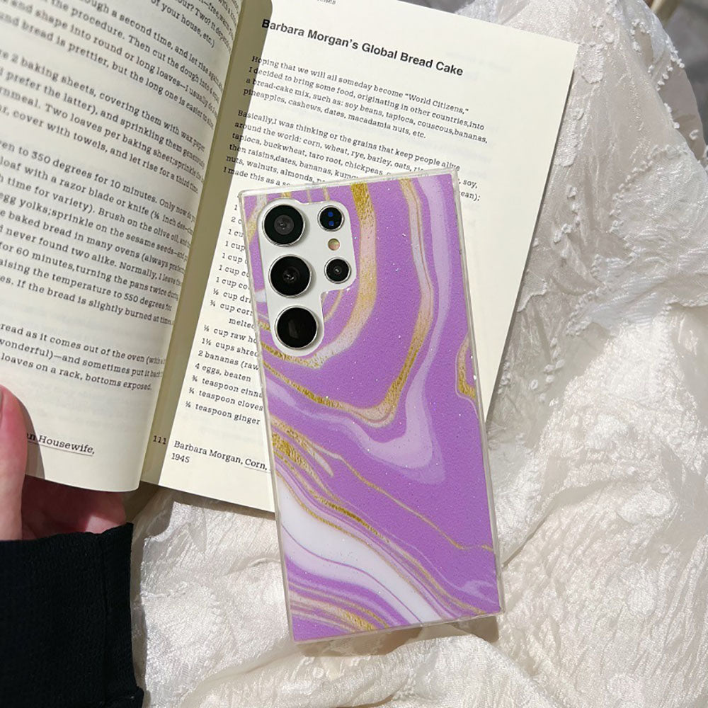 Epoxy Gold Powder Marble Texture Phone Case For Samsung Galaxy