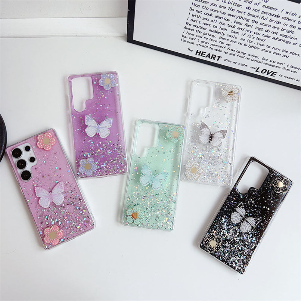 Glitter Rhinestone Butterfly Phone Case For Samsung Galaxy