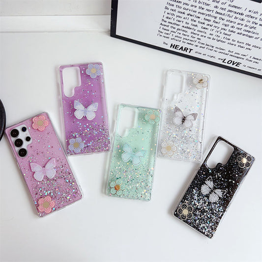 Glitter Rhinestone Butterfly Phone Case For Samsung Galaxy