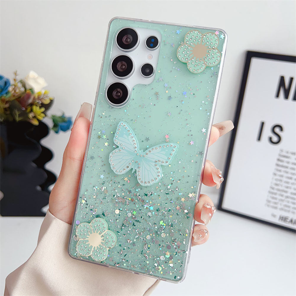 Glitter Rhinestone Butterfly Phone Case For Samsung Galaxy