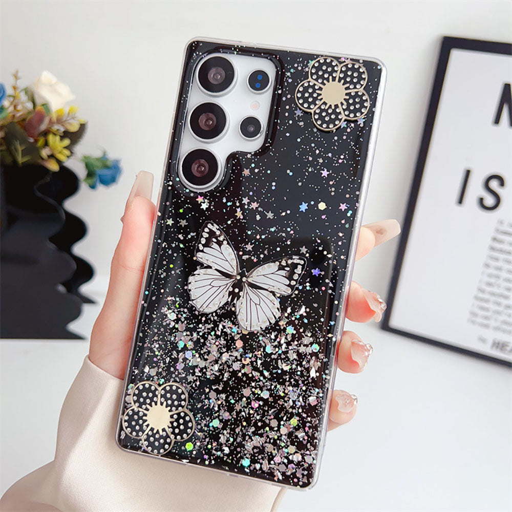 Glitter Rhinestone Butterfly Phone Case For Samsung Galaxy