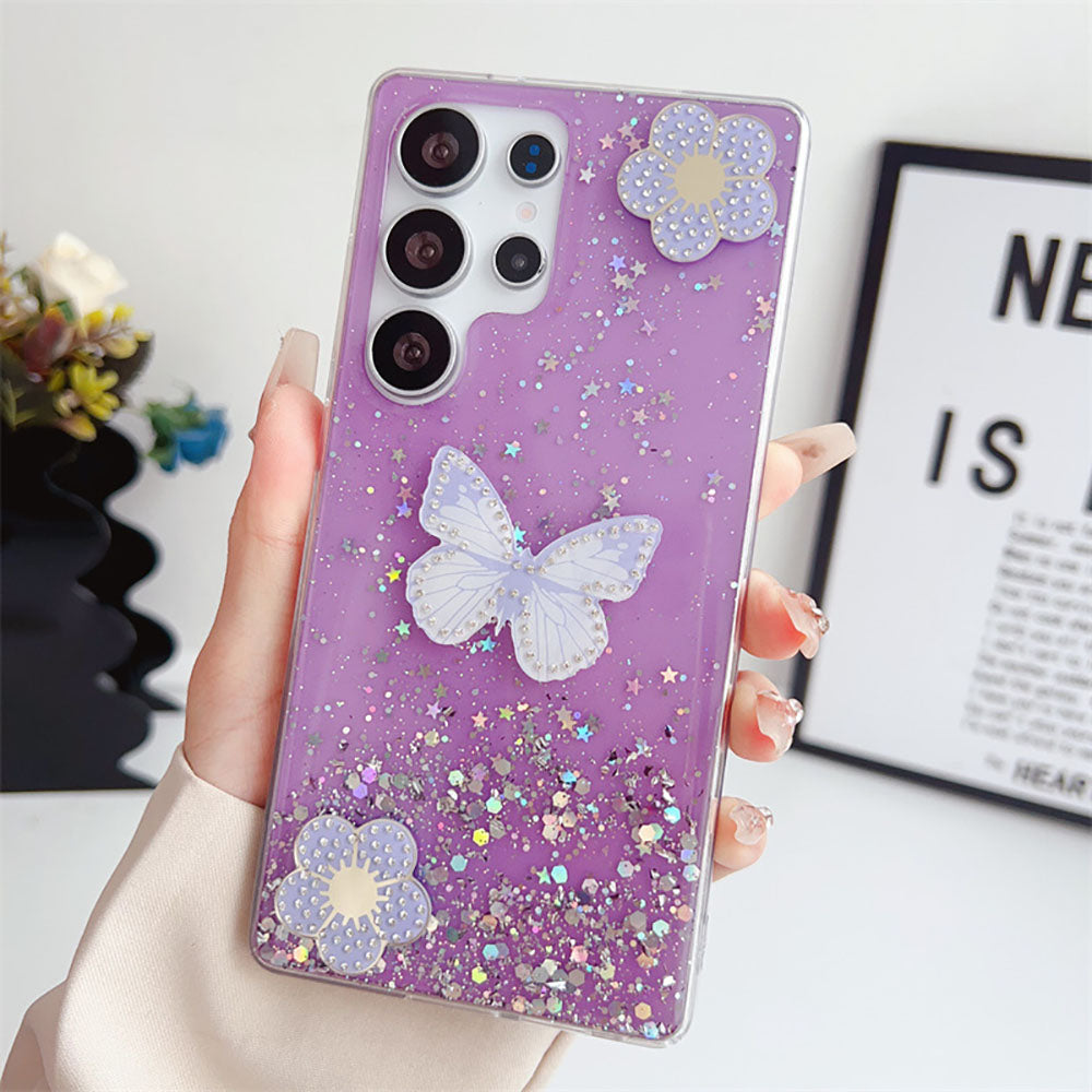 Glitter Rhinestone Butterfly Phone Case For Samsung Galaxy