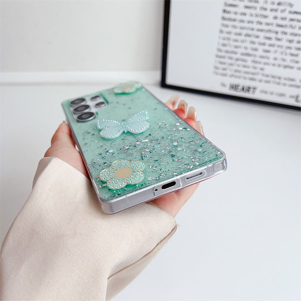 Glitter Rhinestone Butterfly Phone Case For Samsung Galaxy
