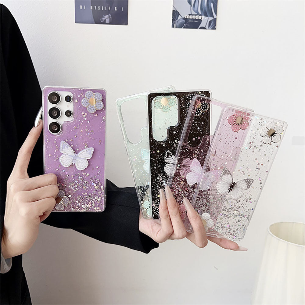 Glitter Rhinestone Butterfly Phone Case For Samsung Galaxy