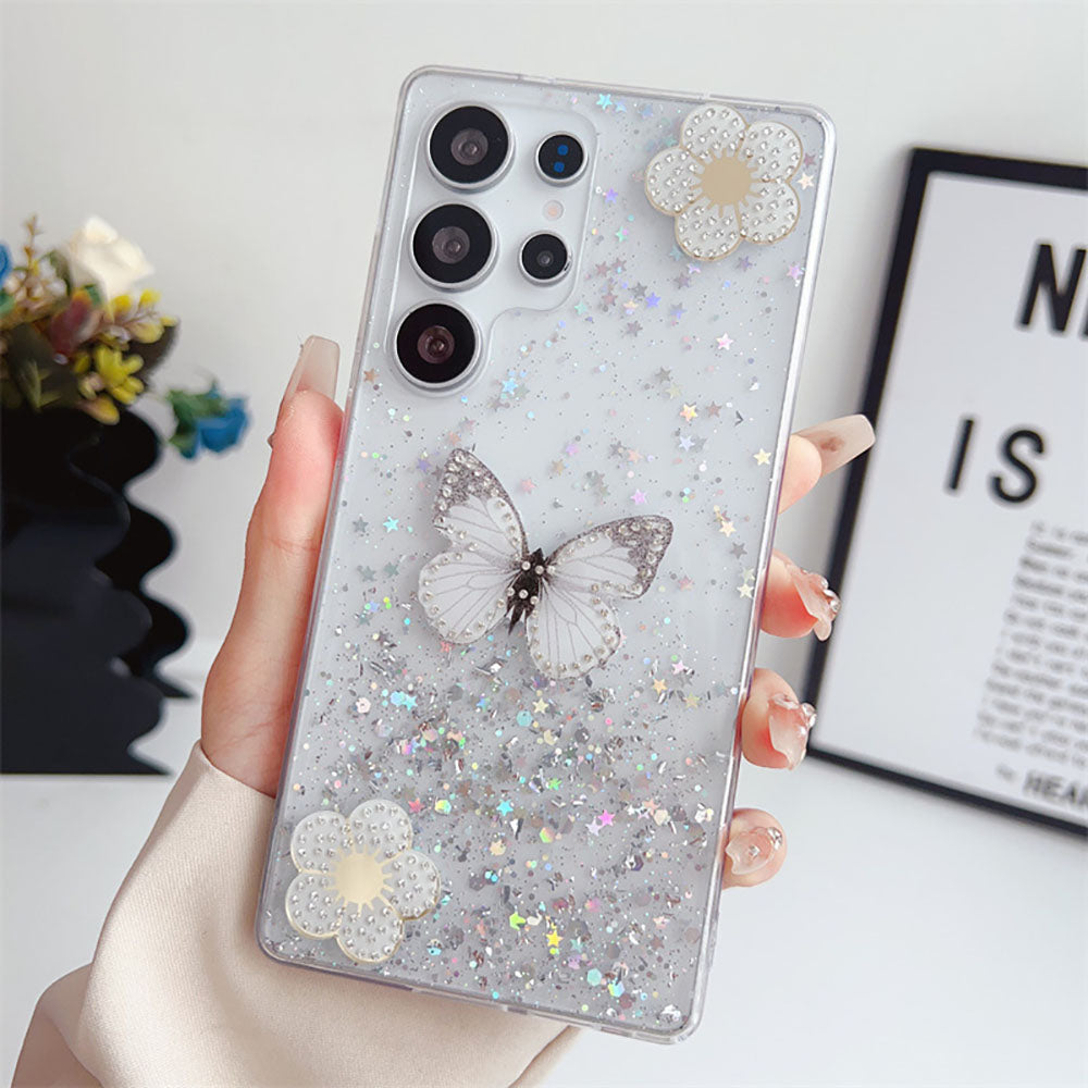 Glitter Rhinestone Butterfly Phone Case For Samsung Galaxy