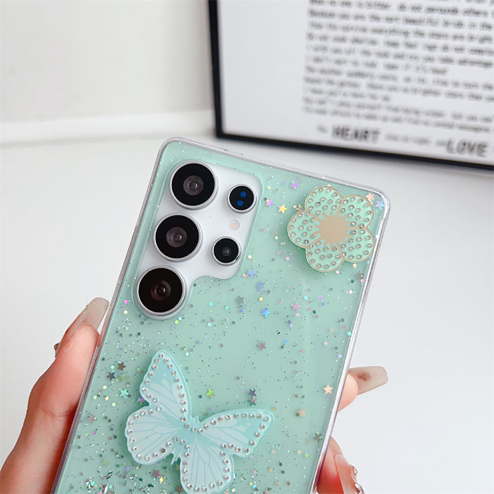 Glitter Rhinestone Butterfly Phone Case For Samsung Galaxy