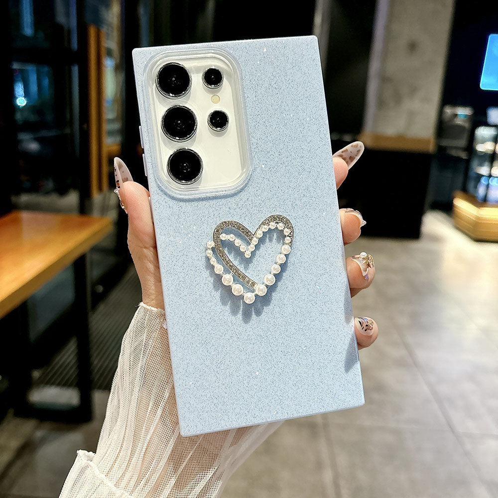 Glitter Pearl Heart Phone Case For Samsung Galaxy