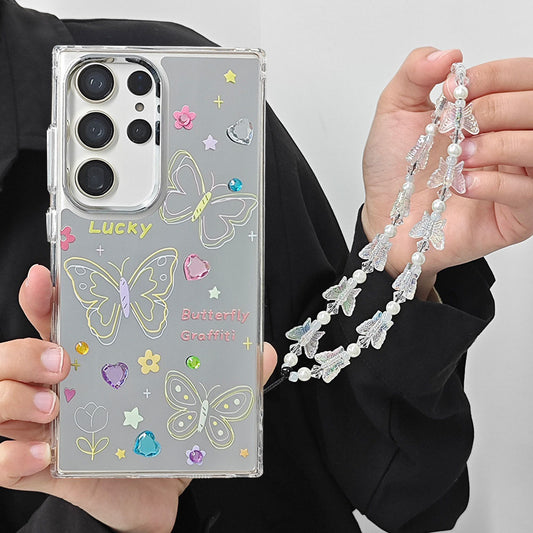 Dreamy Butterfly Graffiti Mirror Phone Case For Samsung Galaxy