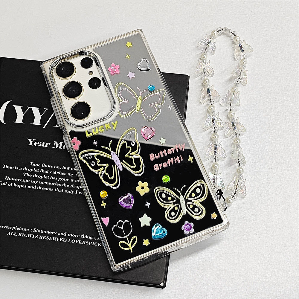Dreamy Butterfly Graffiti Mirror Phone Case For Samsung Galaxy
