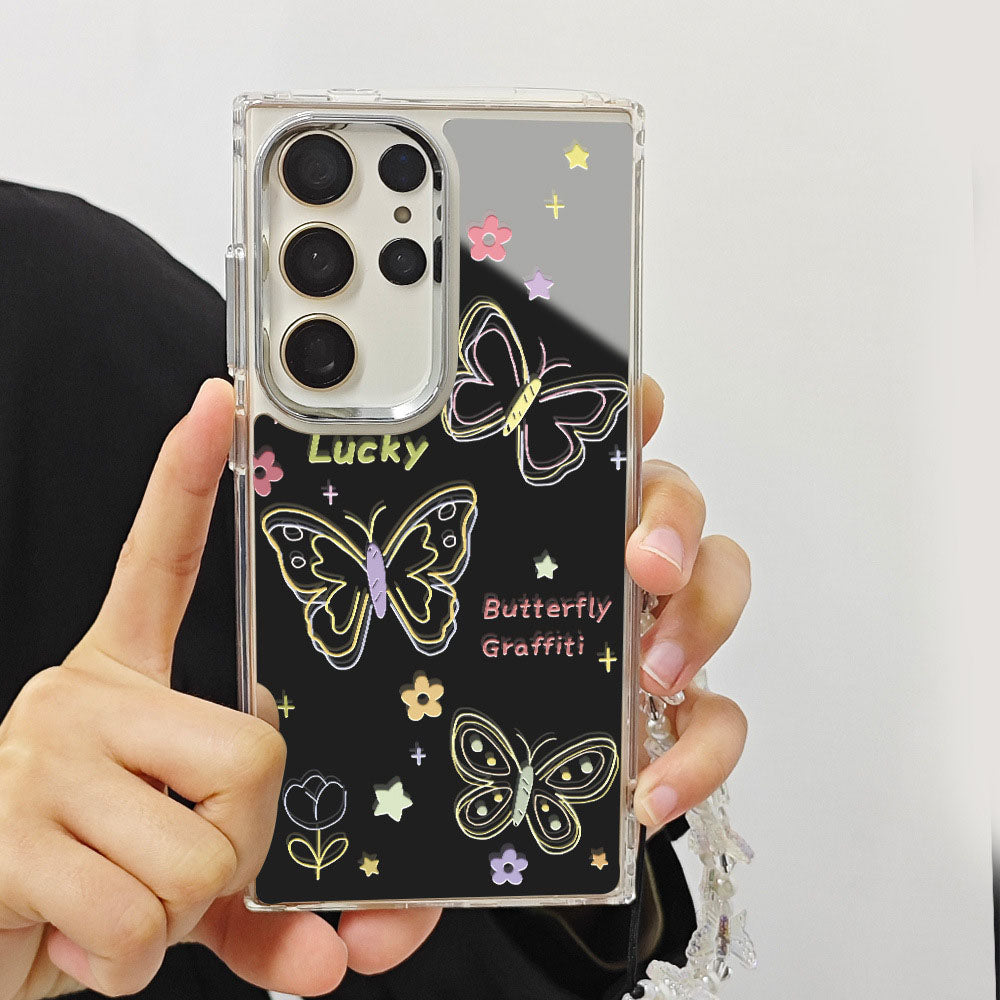 Dreamy Butterfly Graffiti Mirror Phone Case For Samsung Galaxy