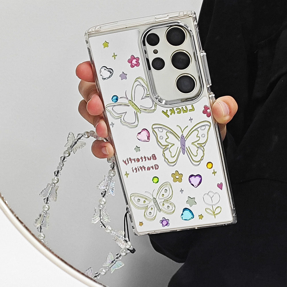 Dreamy Butterfly Graffiti Mirror Phone Case For Samsung Galaxy