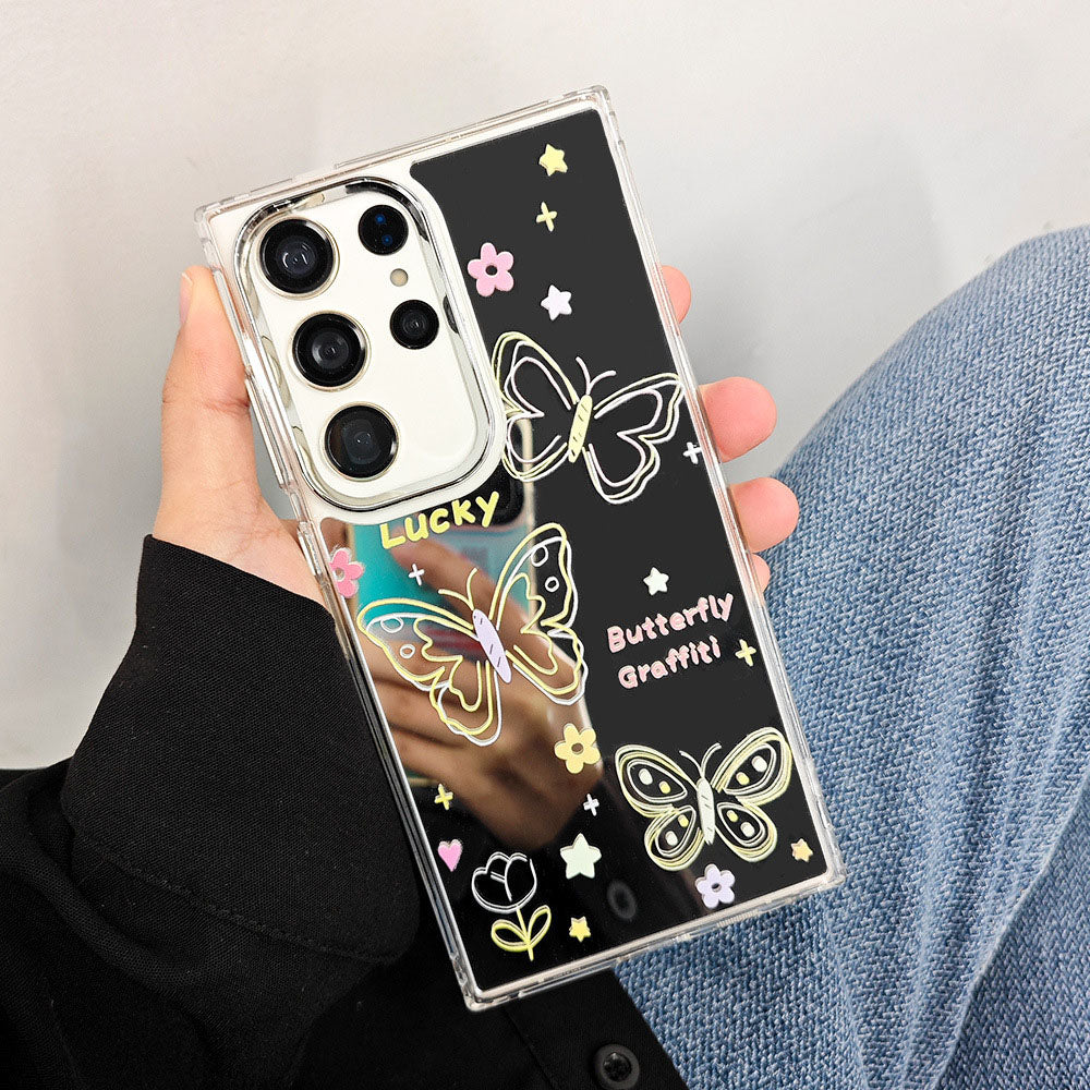 Dreamy Butterfly Graffiti Mirror Phone Case For Samsung Galaxy