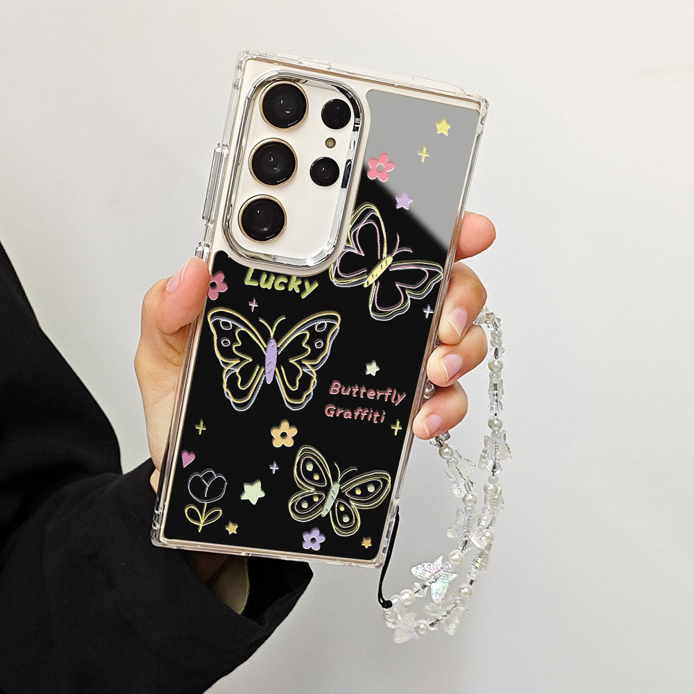Dreamy Butterfly Graffiti Mirror Phone Case For Samsung Galaxy