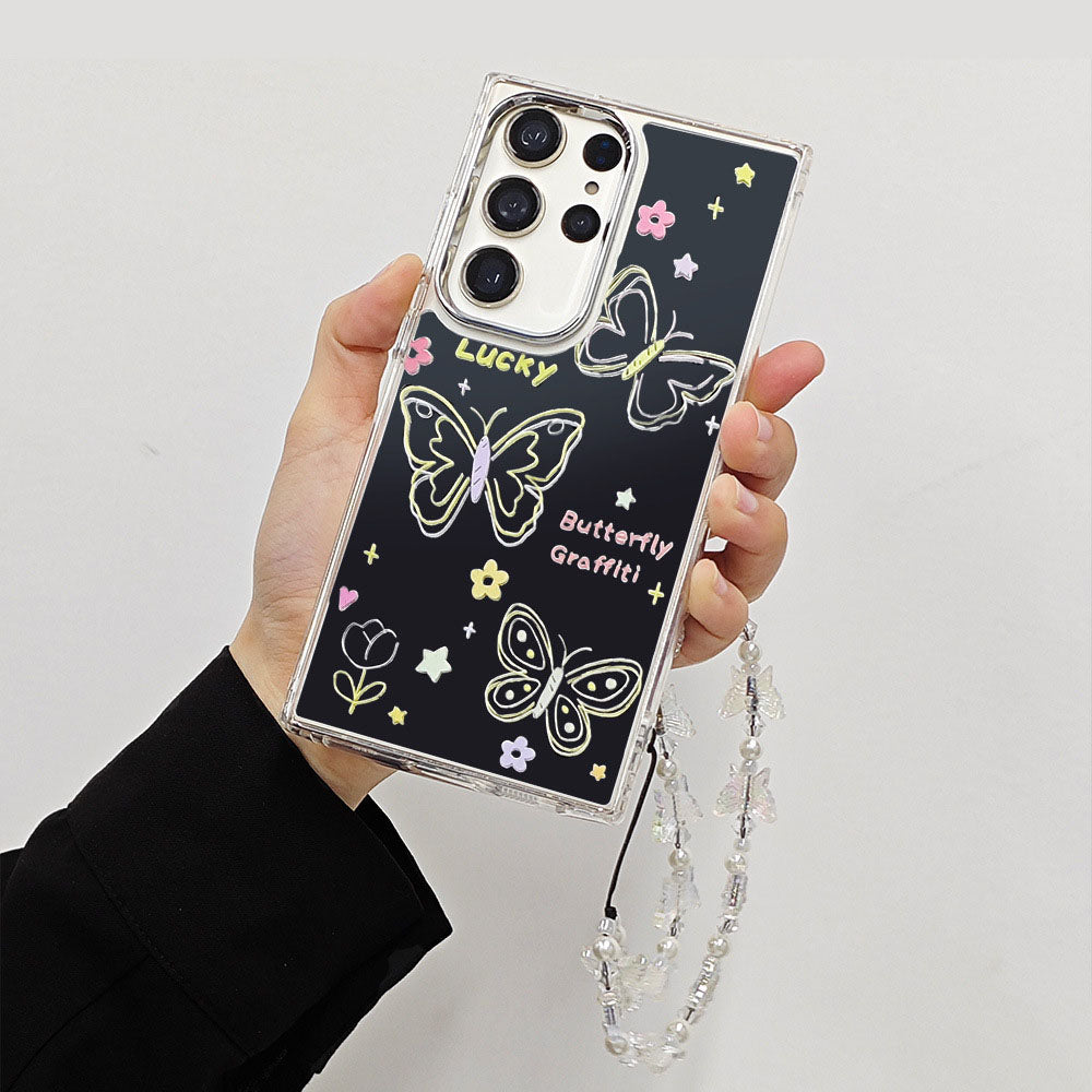 Dreamy Butterfly Graffiti Mirror Phone Case For Samsung Galaxy