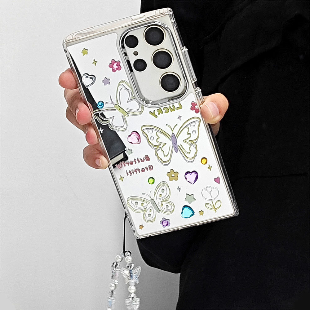 Dreamy Butterfly Graffiti Mirror Phone Case For Samsung Galaxy