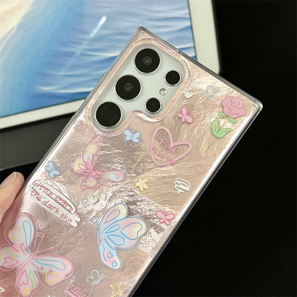 Cartoon Graffiti Butterfly Cat Phone Case For Samsung