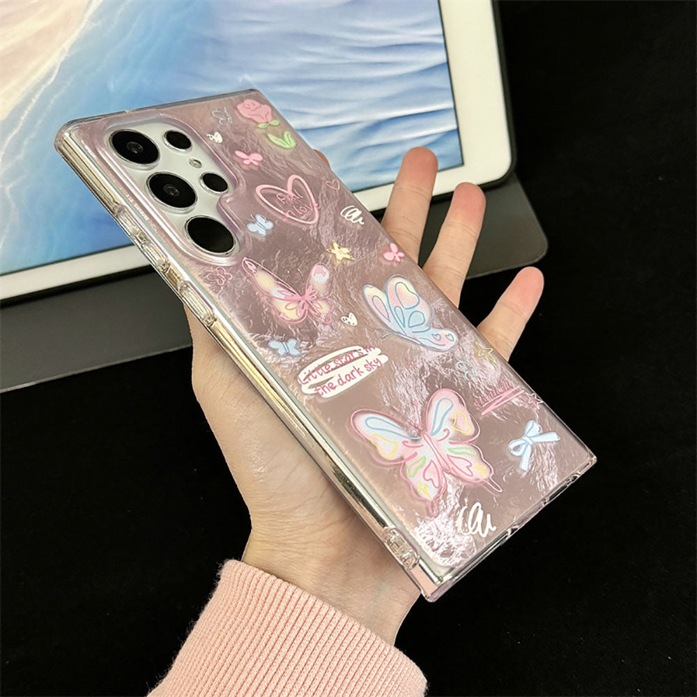 Cartoon Graffiti Butterfly Cat Phone Case For Samsung