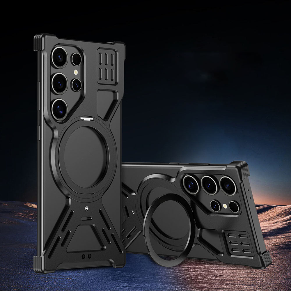 Hollow Metal Armor Heat Dissipation Magnetic Phone Case For Samsung Galaxy