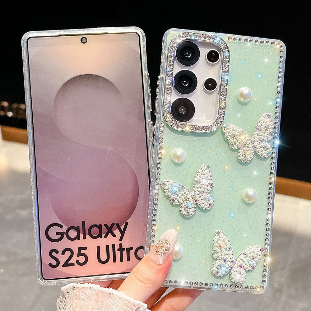 Luxury Diamond Pearl Butterfly Phone Case For Samsung Galaxy