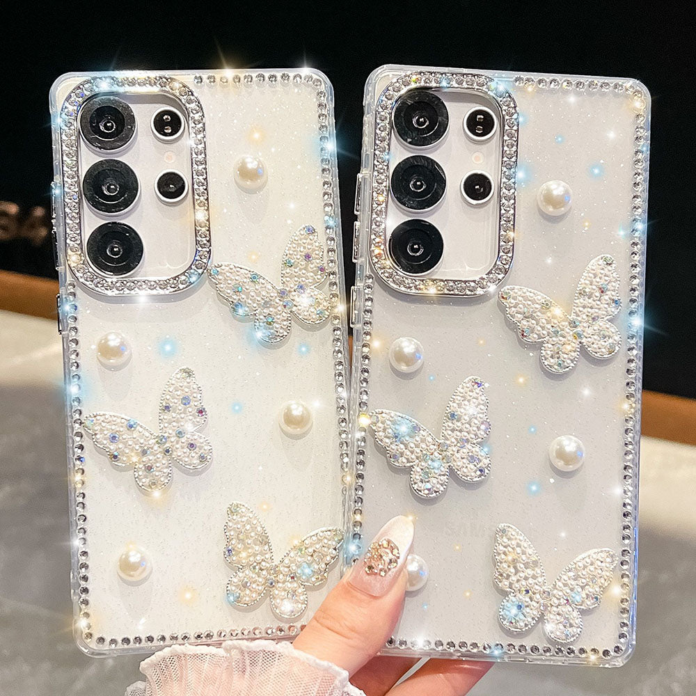 Luxury Diamond Pearl Butterfly Phone Case For Samsung Galaxy
