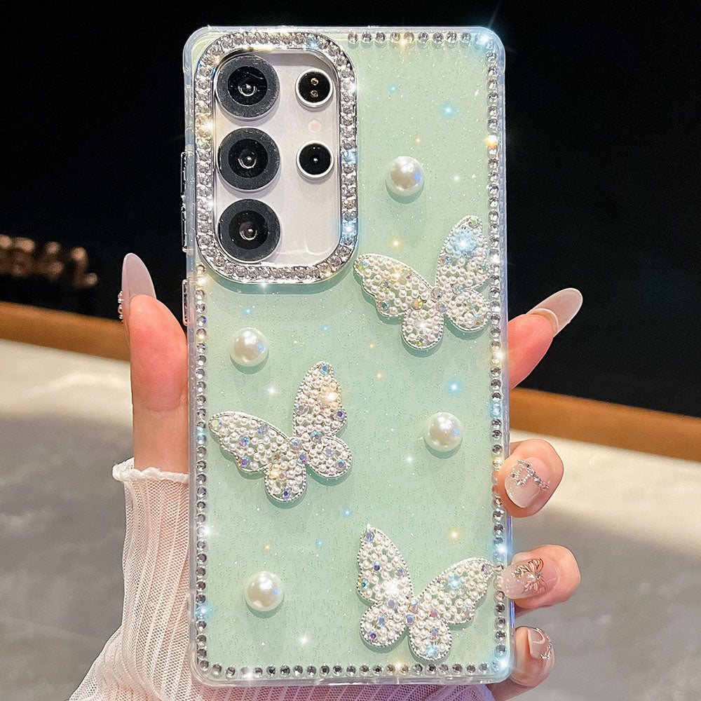 Luxury Diamond Pearl Butterfly Phone Case For Samsung Galaxy