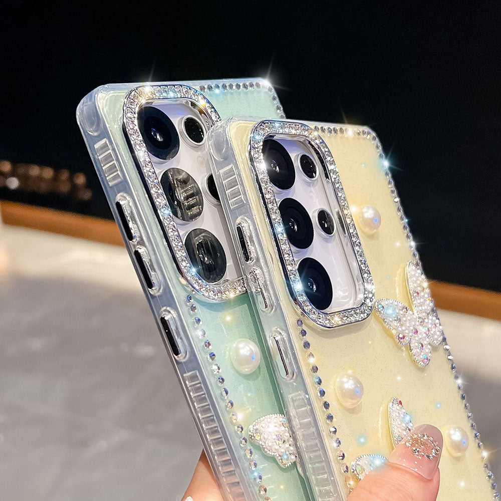 Luxury Diamond Pearl Butterfly Phone Case For Samsung Galaxy