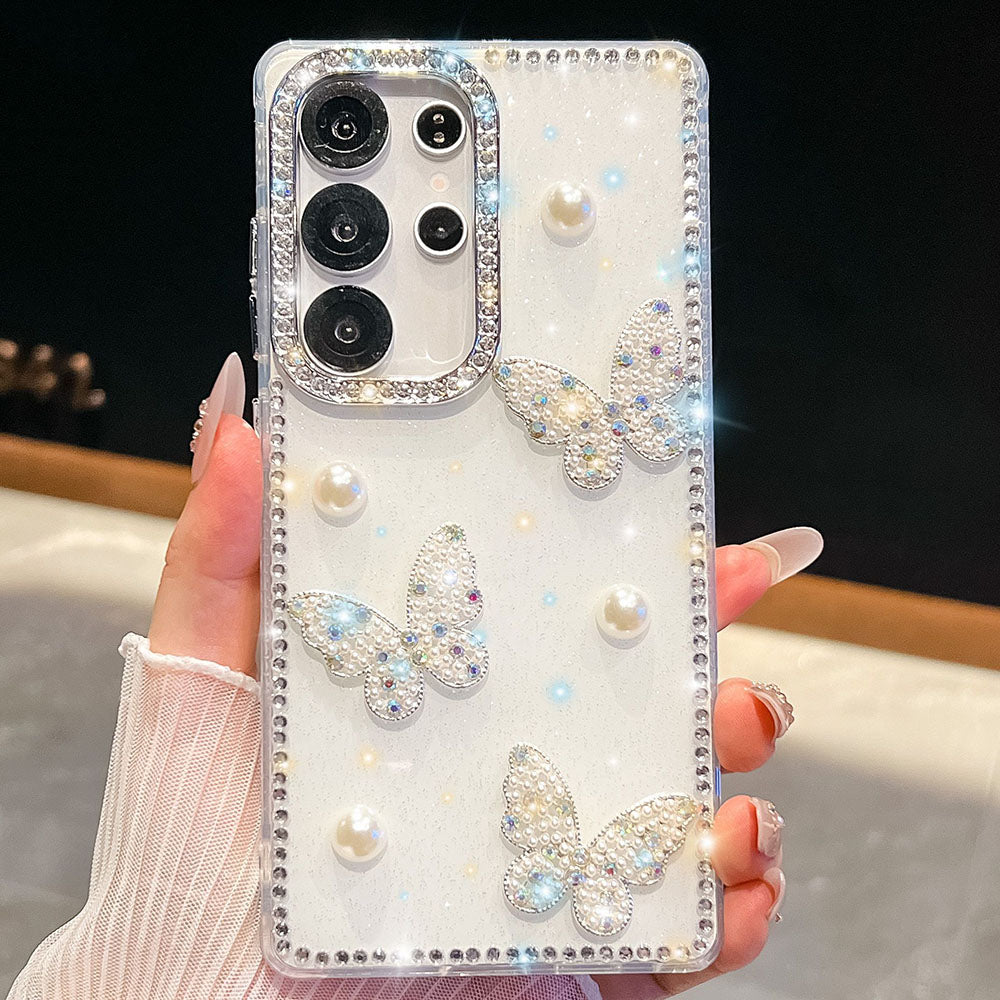 Luxury Diamond Pearl Butterfly Phone Case For Samsung Galaxy